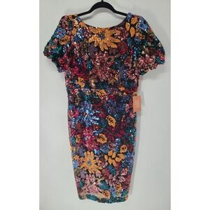 Sequin Glam Women Dress Large Multi-Color Cocktail Mother of The Bride Wedding